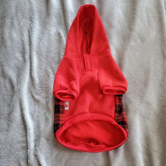 Pet Medium "Merry Christmas" Red Buffalo Check Hoodie - Picture 2 of 2
